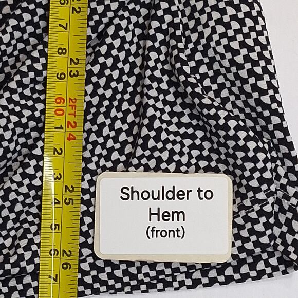 Coldwater Creek Women's sz L/14 Sleeveless Drape Neck Black & White Rushed Top - Picture 14 of 16